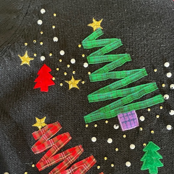 Ambra Holiday Sweater Cardigan   Christmas Trees Snowmen Women’s Medium - Picture 2 of 11